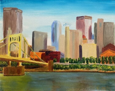 Schilderij getiteld "Pittsburgh Morning" door Vera Lisitsyna, Origineel Kunstwerk, Olie