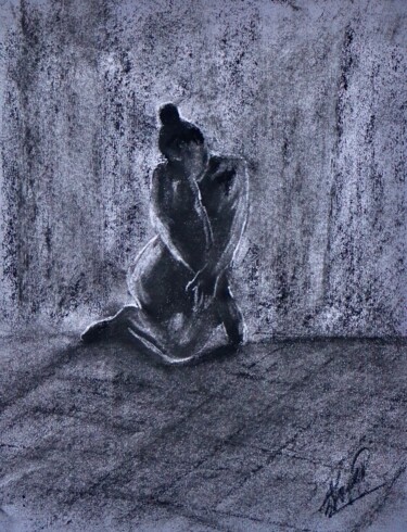 Disegno intitolato "Bare" da Alicia Lopez, Opera d'arte originale, Carbone