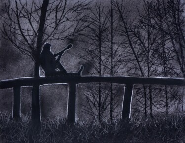 Tekening getiteld "Learning to forget…" door Alicia Lopez, Origineel Kunstwerk, Houtskool