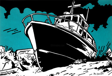 제목이 "Bateau de pêche à m…"인 미술작품 Philippe Dailler로, 원작, 아크릴