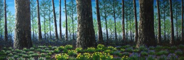 3 Stages of Spring Painting titled "3 Stages of Spring" by Hazel Thomson, Original Artwork, Oil Mounted on Wood Stretcher frame