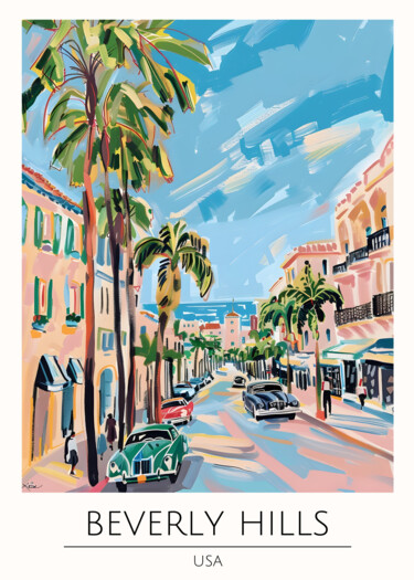 数字艺术 标题为“Beverly Hills Vinta…” 由春宇 关, 原创艺术品, AI生成的图像 安装在纸板上