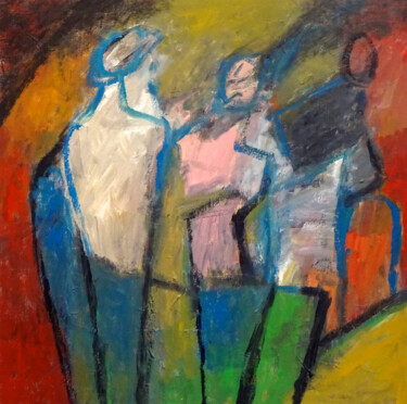 Картина под названием "Composition 7196" - Engelina Zandstra, Подлинное произведение искусства, Акрил Установлен на Деревянн…