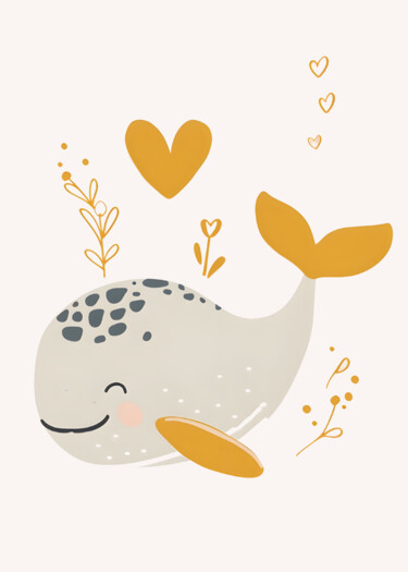 「Whale of Love - Nau…」というタイトルのデジタルアーツ 春宇 关によって, オリジナルのアートワーク, AI生成画像 段ボールにマウント