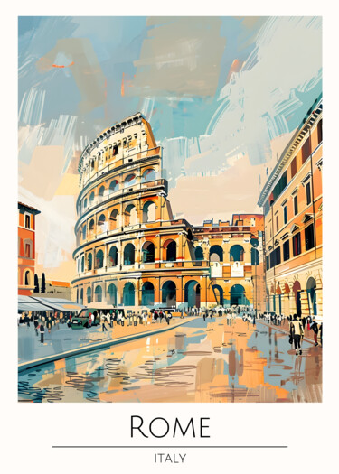 Digital Arts titled "Rome's Colosseum Re…" by Chun Yu Guan, Original Artwork, AI generated image Mounted on Cardboard