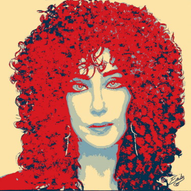 Prenten & gravures getiteld "CHER in Red" door Erika Cool, Origineel Kunstwerk, Acryl