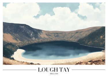 제목이 "Lough Tay - Ireland…"인 디지털 아트 春宇 关로, 원작, AI 생성 이미지 판지에 장착됨