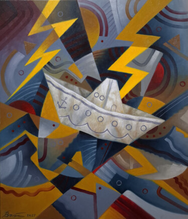 Schilderij getiteld "In a storm" door Serhii Voichenko, Origineel Kunstwerk, Olie