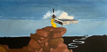 Schilderij getiteld "Sea going piano" door Joeri Bruers, Origineel Kunstwerk, Olie