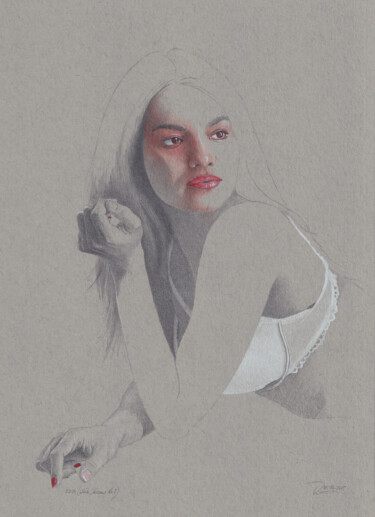 Рисунок под названием ""White Dessous Nr.5…" - Walter Roos, Подлинное произведение искусства, Карандаш