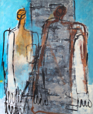 Painting titled "Composition 6377" by Engelina Zandstra, Original Artwork, Acrylic Mounted on Wood Stretcher frame