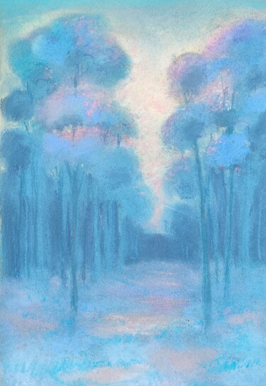 Malarstwo zatytułowany „Blue Forest, 40*28” autorstwa Sveta Uvarova, Oryginalna praca, Pastel