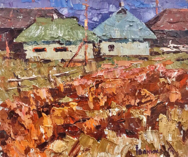 제목이 "Road to the village"인 미술작품 Oleksiy Ivanyuk로, 원작, 기름 나무 들것 프레임에 장착됨