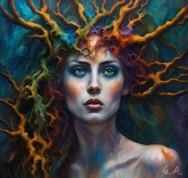 数字艺术 标题为“Némorosa - La Dryad…” 由Gaboriau Gérald, 原创艺术品, 数字油画