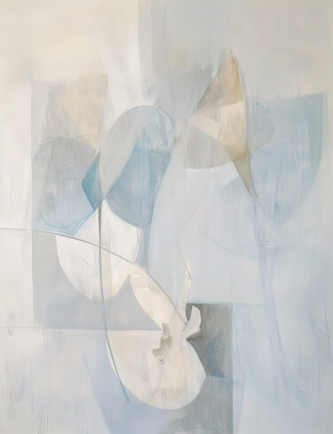 ABSTRACT PAINTING WITH SOFT FORMS IN GRAY-BLUE TONES "ABSTRACT PAINTING W…" başlıklı Dijital Sanat Alena Shnaider tarafından, Orijinal sanat, Dijital Resim