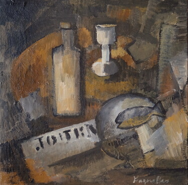 绘画 标题为“Nature morte au poi…” 由Henri Fagerolles, 原创艺术品, 颜料 安装在纸板上