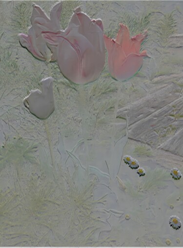Champs de tulipes. Fotografia intitolato "Champs de tulipes." da Nobuaki Nakamura, Opera d'arte originale, Pittura di luce