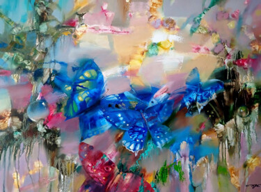 绘画 标题为“Butterflies” 由Anatoly Tarabanov, 原创艺术品, 油 安装在木质担架架上