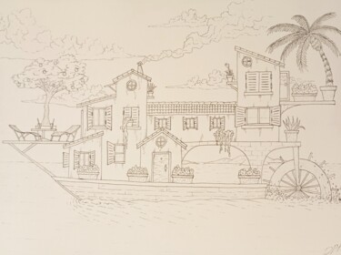 Drawing titled "Dream life" by David Pérez Tavernier, Original Artwork, Ink