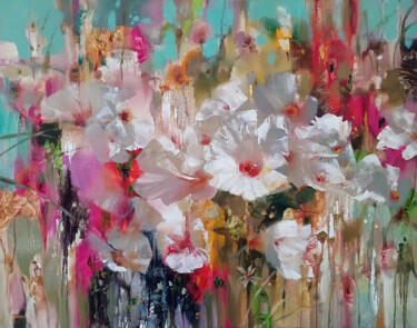 绘画 标题为“Cheerful flowers” 由Anatoly Tarabanov, 原创艺术品, 油 安装在木质担架架上