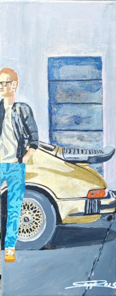 Pintura titulada "Porsche Turbo, gold…" por Sepp Wörle, Obra de arte original, Acrílico Montado en Bastidor de camilla de ma…