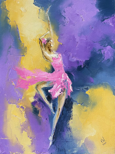 Ballerina 17 Schilderij getiteld "Ballerina 17" door Volodymyr Nezdiimynoha, Origineel Kunstwerk, Olie Gemonteerd op Frame voor houten br…