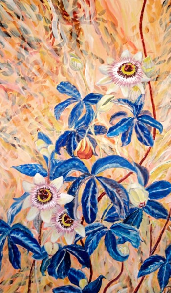 "Passiflore" başlıklı Tablo Mulhode tarafından, Orijinal sanat, Akrilik Ahşap Sedye çerçevesi üzerine monte edilmiş