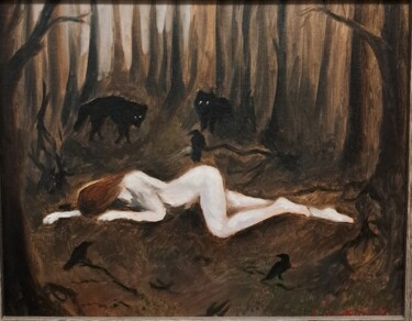 Pintura intitulada "Ostatni oddech spok…" por Yevhenii Ihnatko, Obras de arte originais, Óleo Montado em Cartão