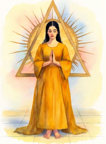 "Golden Invocation" Arte digitale intitolato ""Golden Invocation"" da Lidija Nidorfer, Opera d'arte originale, Lavoro digitale 2D