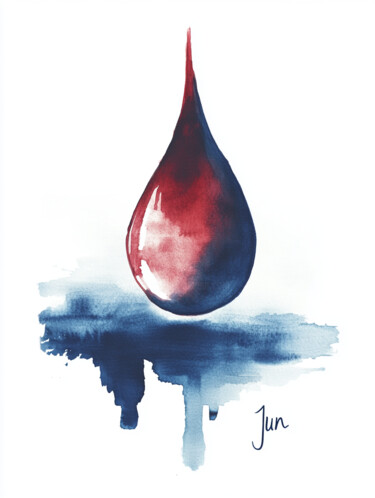 数字艺术 标题为“Floating Teardrop” 由Daedo Jun, 原创艺术品, 水彩