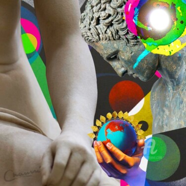 Digital Arts titled "Giving you my world" by Geneviève Chaussé, Original Artwork, Digital Collage