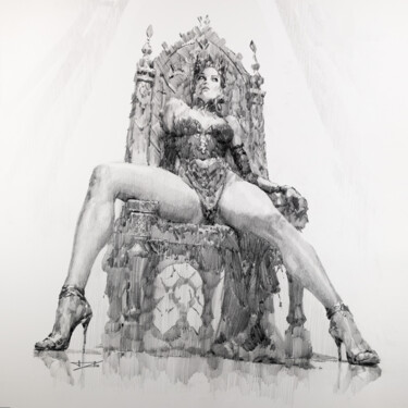 You Shall Be My Queen - Throne Drawing titled "You Shall Be My Que…" by Andros K., Original Artwork, Graphite