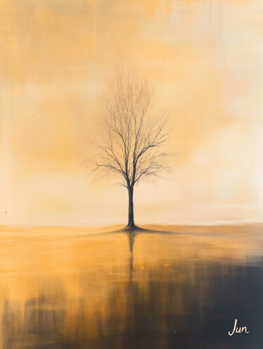 Digitale Kunst getiteld "The Last Light Tree" door Daedo Jun, Origineel Kunstwerk, Aquarel