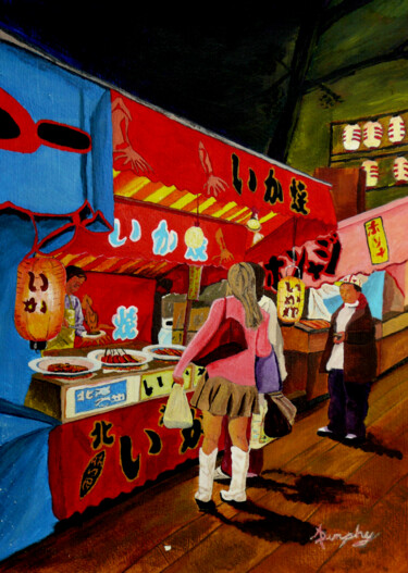 Schilderij getiteld "Japanese Night Fest…" door Anthony Dunphy, Origineel Kunstwerk, Acryl