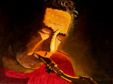 Schilderij getiteld "Saxophone Serenade…" door Anthony Dunphy, Origineel Kunstwerk, Acryl
