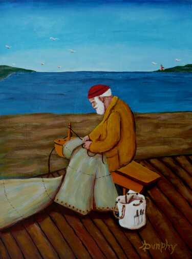 Pittura intitolato "Mending Sails" da Anthony Dunphy, Opera d'arte originale, Acrilico