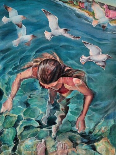 Sea, sun, girl. "Sea, sun, girl." başlıklı Tablo Svetlana (Lana) Blinkova (Blink) tarafından, Orijinal sanat, Petrol