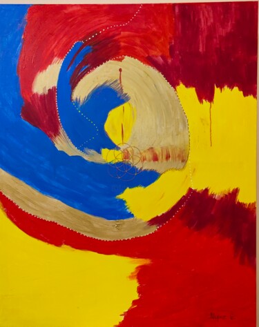 Pittura intitolato "Шаманская картина" da Olga Moroz, Opera d'arte originale, Acrilico Montato su Pannello di legno