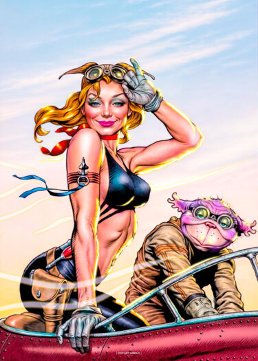 Pin-up girls come to life! | FLY ROBIN FLY Digitale Kunst getiteld "Pin-up girls come t…" door Pop Art World, Origineel Kunstwerk, AI gegenereerde afbeelding