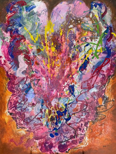 Schilderij getiteld "Heart of Hope" door Aatmica Ojha, Origineel Kunstwerk, Acryl Gemonteerd op Frame voor houten brancard