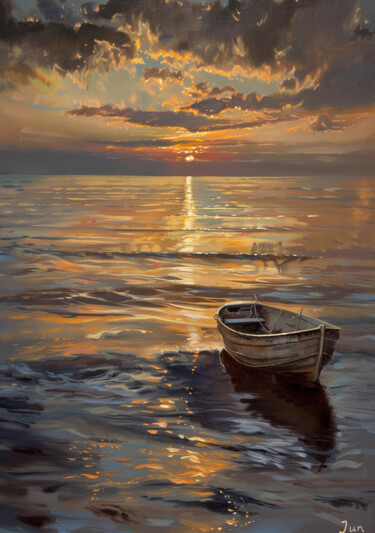 The Light on a Silent Sea Цифровое искусство под названием "The Light on a Sile…" - Daedo Jun, Подлинное произведение искусства, Акварель