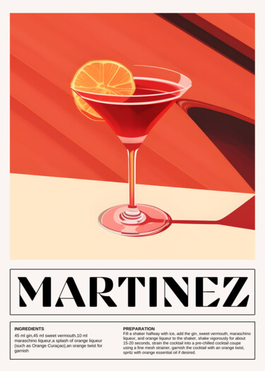 Digitale Kunst getiteld "Martinez Cocktail R…" door Chun Yu Guan, Origineel Kunstwerk, AI gegenereerde afbeelding Gemonteerd…