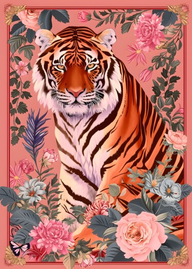 Digital Arts με τίτλο "Tiger's Graceful Pr…" από 春宇 关, Αυθεντικά έργα τέχνης, Εικόνα που δημιουργήθηκε με AI Τοποθετήθηκε στ…