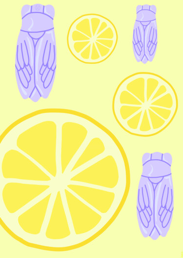 Chant d'été et citron pressé Digitale Kunst mit dem Titel "Chant d'été et citr…" von Petitetoulon, Original-Kunstwerk, Digitale Malerei
