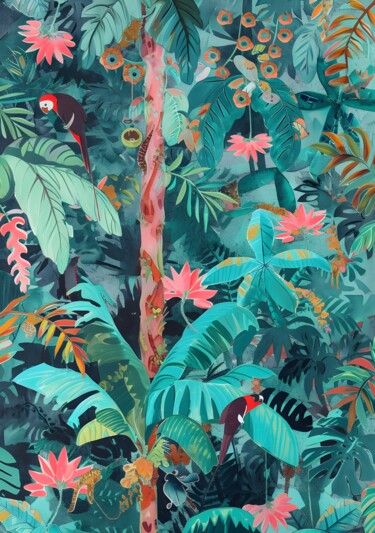 제목이 "Tropical Paradise J…"인 디지털 아트 春宇 关로, 원작, AI 생성 이미지 판지에 장착됨
