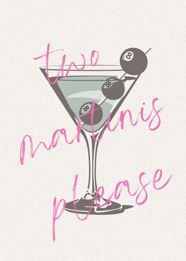 数字艺术 标题为“Two Martinis Please…” 由春宇 关, 原创艺术品, AI生成的图像 安装在纸板上