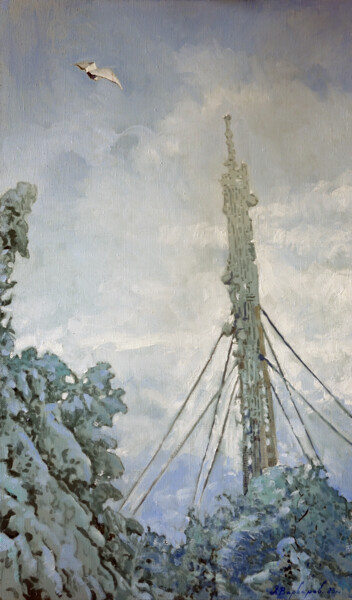 Painting titled "Connection" by Anatoly Varvarov, Original Artwork, Oil Mounted on Wood Stretcher frame