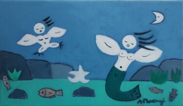 绘画 标题为“AQUA MARINA” 由Adele Mosonyi, 原创艺术品, 油 安装在木质担架架上