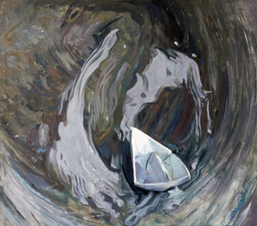Schilderij getiteld "Whirlpool" door Anatoly Varvarov, Origineel Kunstwerk, Olie Gemonteerd op Frame voor houten brancard