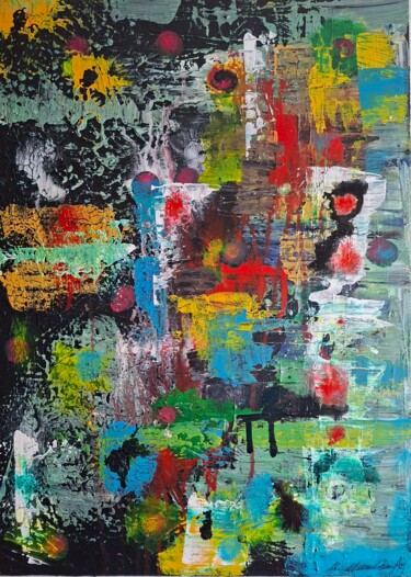 Pittura intitolato "Points 2" da Werner Memmler, Opera d'arte originale, Acrilico Montato su Telaio per barella in legno